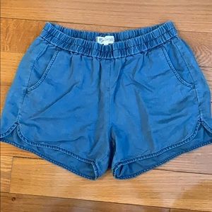 Madewell chambray denim shorts elastic waist Small